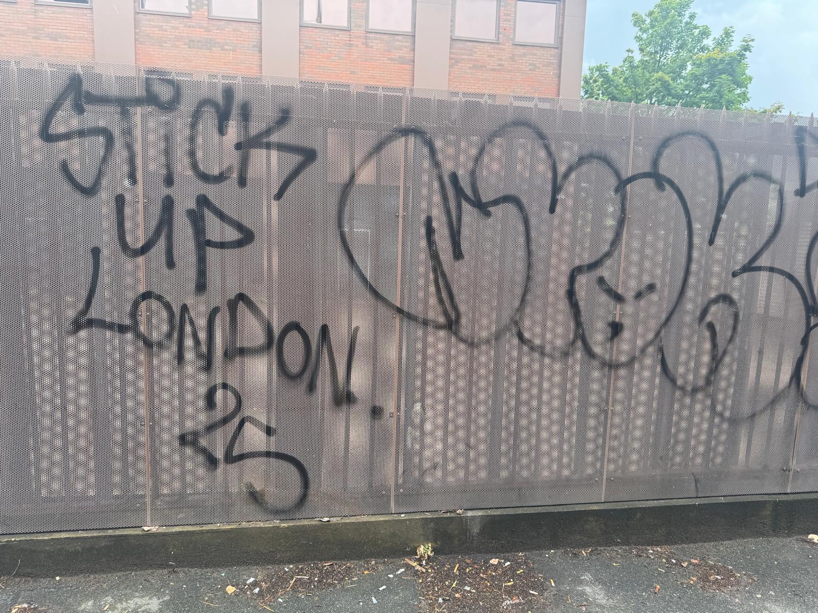 Graffiti Removal on Mesh Fence: Low Pressure Steam Cleaning