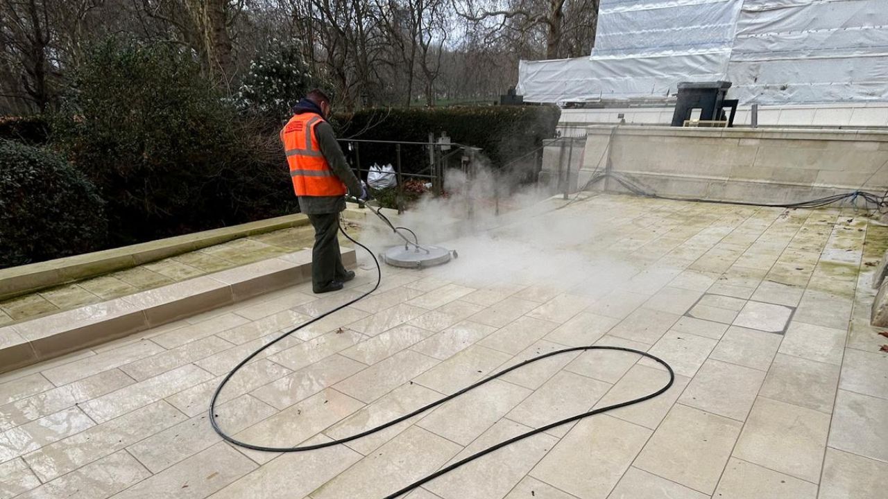 St. James Restoration: Mastering Paving Care with Steam Pressure Washing